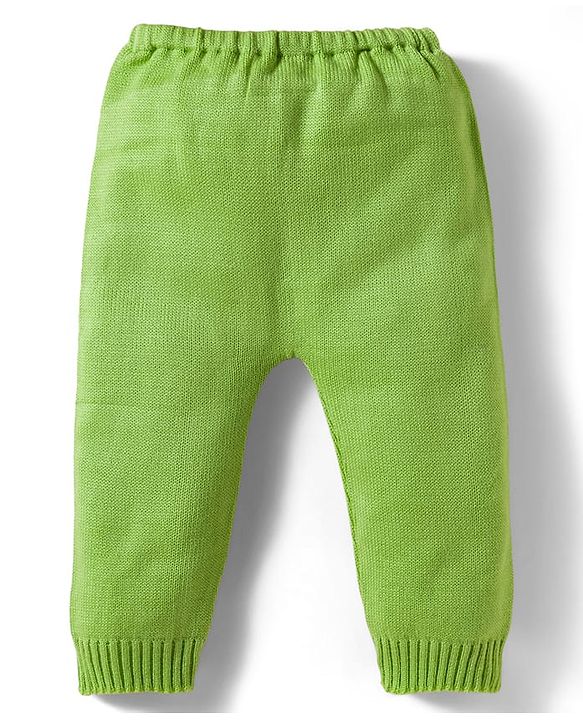 Babyhug Knit Full Sleeves Sweater Set With Colour Block Design - Green