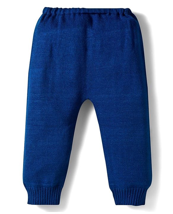 Babyhug Knitted Full Sleeves Sweater Set With Aztec Design - Navy Blue