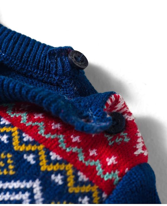 Babyhug Knitted Full Sleeves Sweater Set With Aztec Design - Navy Blue