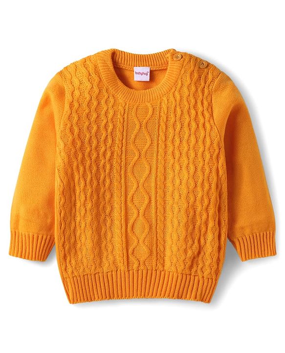 Babyhug Knitted Full Sleeves Solid Color Sweater Set with Cable Knit Design - Red