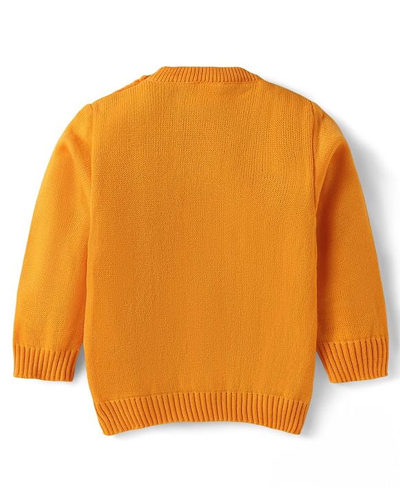 Babyhug Knitted Full Sleeves Solid Color Sweater Set with Cable Knit Design - Red