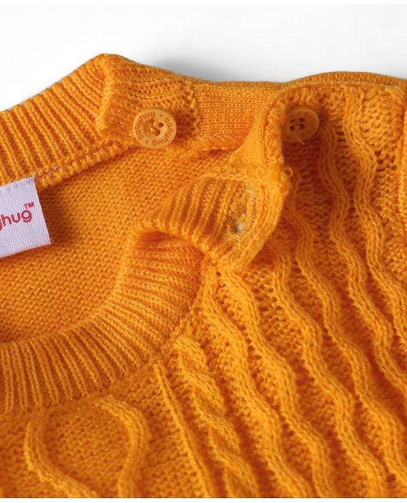 Babyhug Knitted Full Sleeves Solid Color Sweater Set with Cable Knit Design - Red