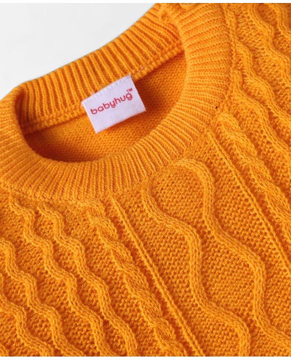 Babyhug Knitted Full Sleeves Solid Color Sweater Set with Cable Knit Design - Red