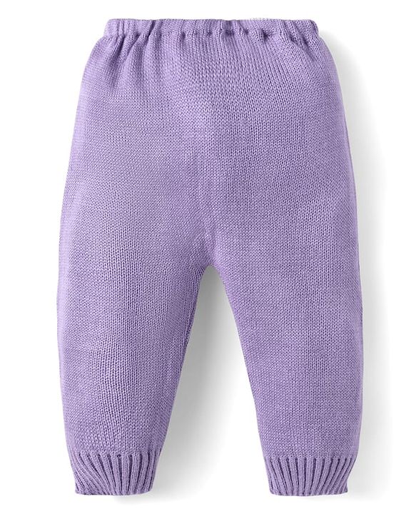 Babyhug Knit Full Sleeves Polka Dot Design Sweater & Pant Set - Violet