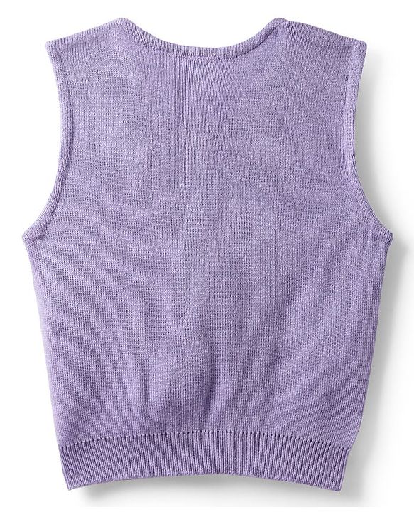 Babyhug Knitted Sleeveless Solid Front Open Sweater Vest - Lavender
