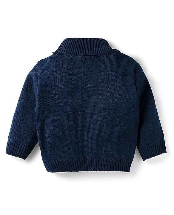 Babyhug Knit Full Sleeves Turtle Neck Pullover Sweater -Charcoal Grey