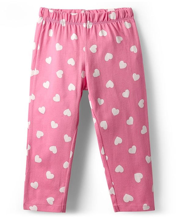 Babyhug Cotton Knit Full Sleeves Night Suit with Cupcake & Heart Print - Pink