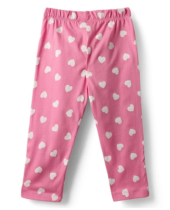 Babyhug Cotton Knit Full Sleeves Night Suit with Cupcake & Heart Print - Pink