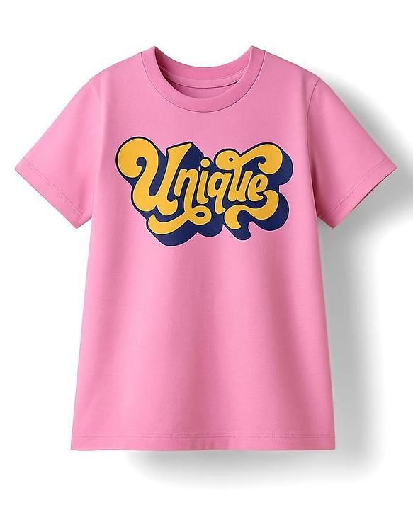 Pine Kids Cotton Knit Half Sleeves T-Shirt With Text Print Pack Of 3 - Yellow Navy Blue & Pink