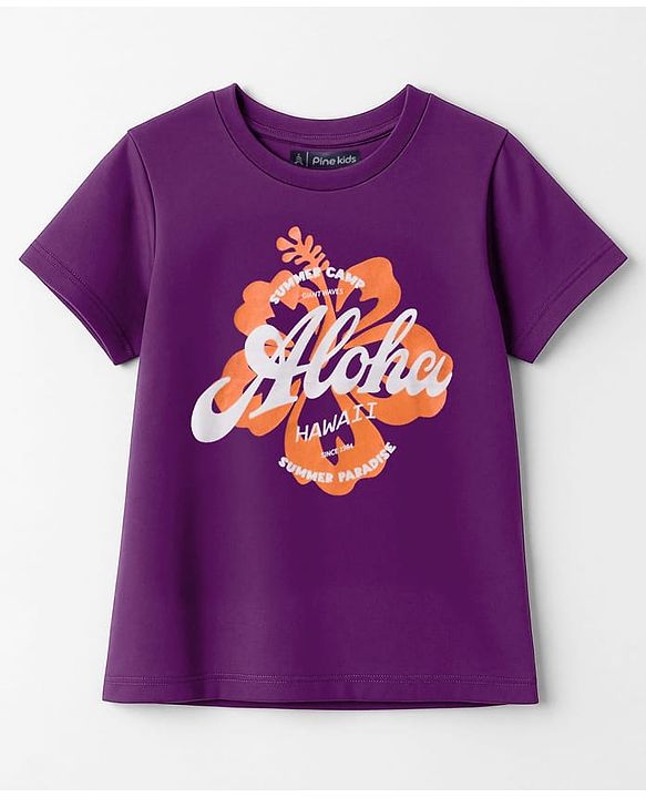 Pine Kids Cotton Knit Half Sleeves Text Printed T-Shirts Pack of 3 - Orange Violet & Green