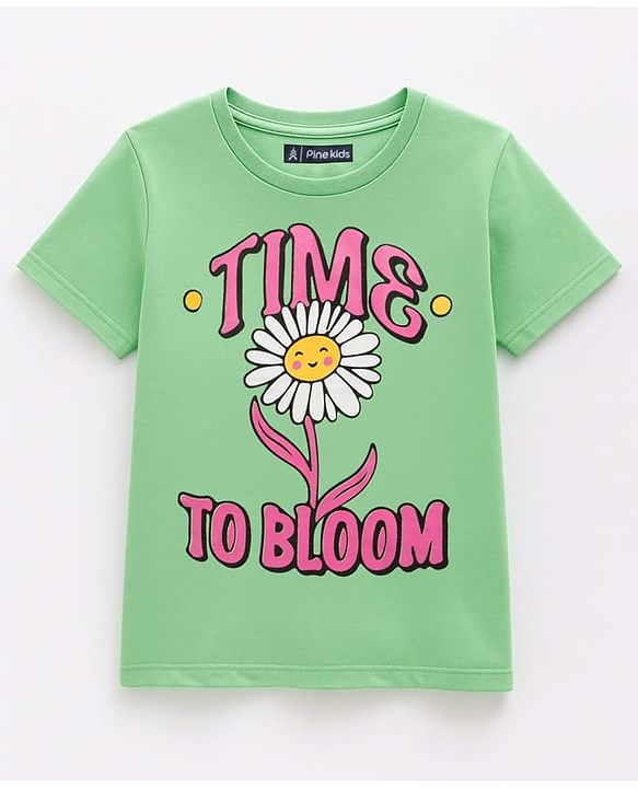 Pine Kids Cotton Knit Half Sleeves T-Shirts with Text Print Pack of 3 - Navy Blue Pink & Green