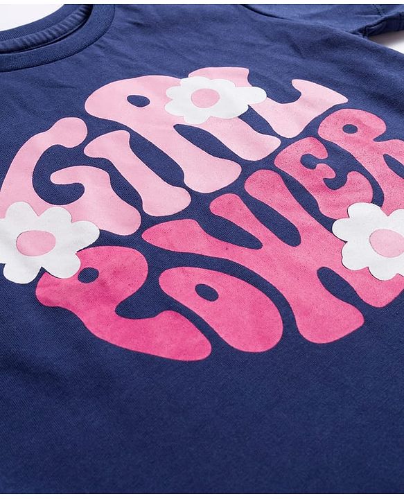 Pine Kids Cotton Knit Half Sleeves T-Shirts with Text Print Pack of 3 - Navy Blue Pink & Green