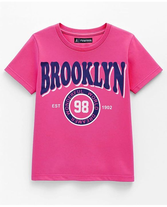 Pine Kids Cotton Knit Half Sleeves T-Shirts with Text Print Pack of 3 - Navy Blue Pink & Green