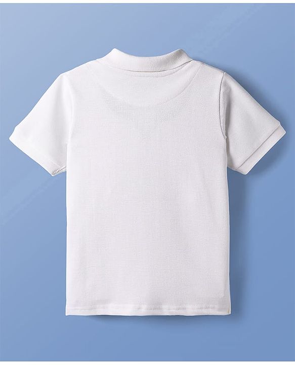 Pine Kids Cotton Knit Half Sleeves Polo T-Shirt with Polo Print - White