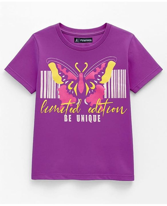 Pine Kids Cotton Knit Half Sleeves T-Shirts with Text Print Pack of 3 - Yellow Red & Purple
