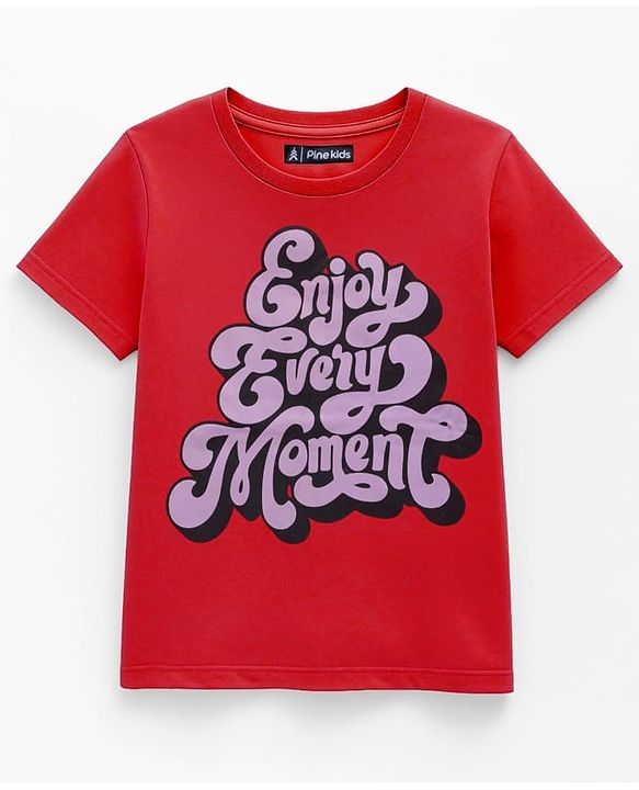 Pine Kids Cotton Knit Half Sleeves T-Shirts with Text Print Pack of 3 - Yellow Red & Purple