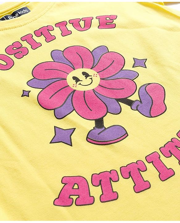 Pine Kids Cotton Knit Half Sleeves T-Shirts with Text Print Pack of 3 - Yellow Red & Purple