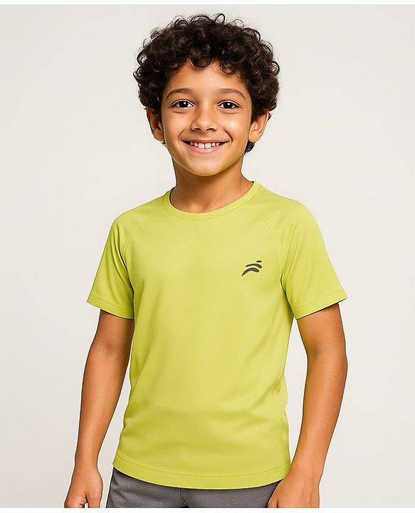 Pine Active Knit Half Raglan Sleeves Solid Color T-Shirts Pack of 3 - Black Blue & Neon Green