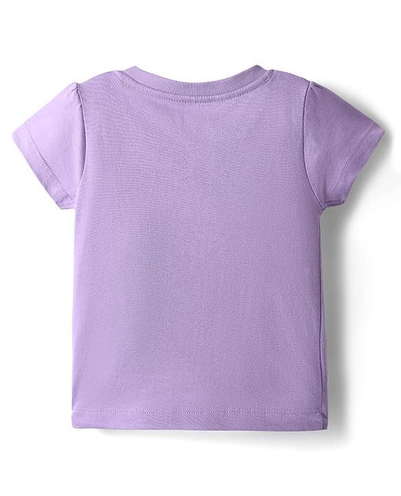 Babyhug 100% Cotton Knit Half Sleeves Night Suit With Animal & Heart Print - Lavender