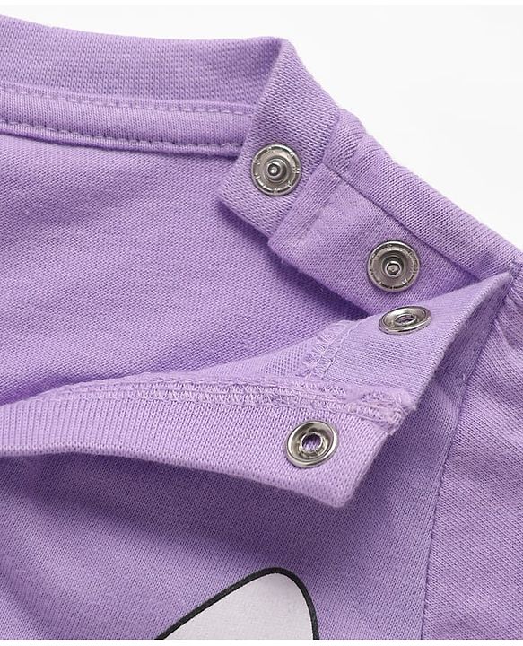 Babyhug 100% Cotton Knit Half Sleeves Night Suit With Animal & Heart Print - Lavender