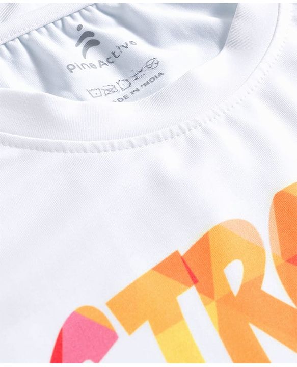 Pine Active Knit Half Sleeves T-Shirt & Shorts Set Text Print - White & Multicolor