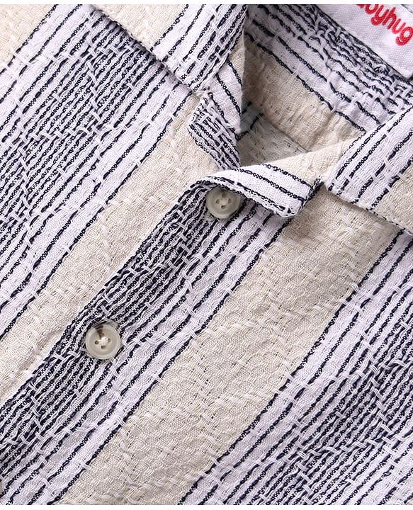 Babyhug Cotton Woven Half Sleeves Shirt With Stripes - White