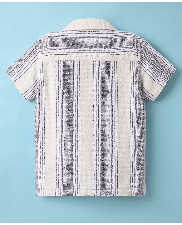 Babyhug Cotton Woven Half Sleeves Shirt With Stripes - White
