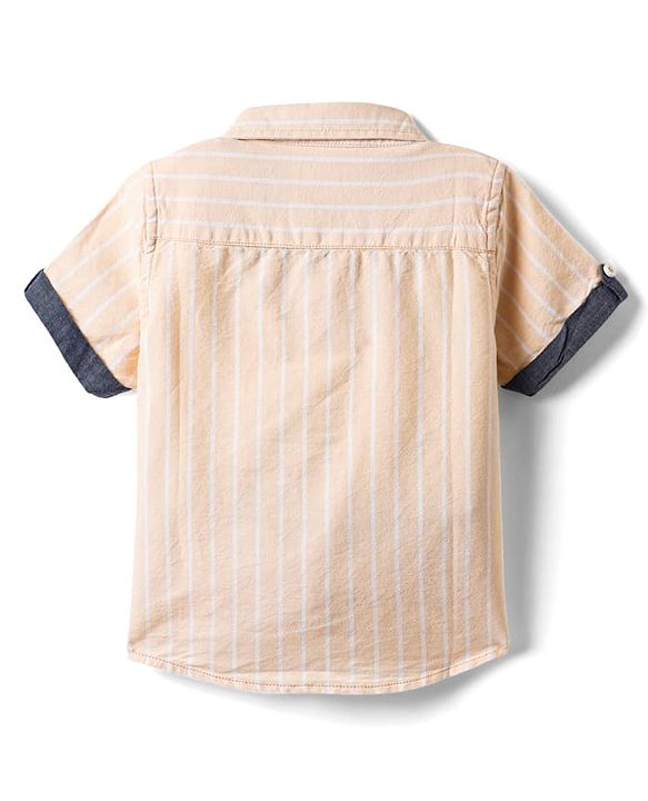 Babyhug 100% Cotton Half Sleeves Striped Shirt - Cream