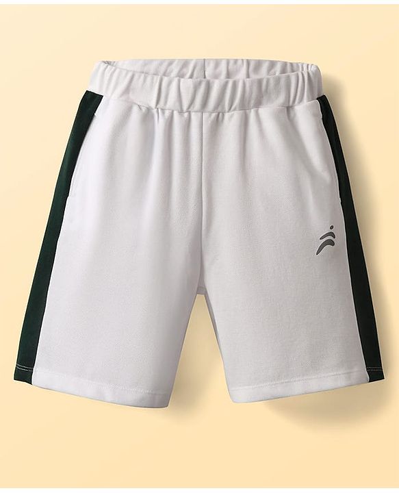 Pine Active Drop Shoulder Half Sleeves T-Shirt & Shorts Set with Racing Print - White