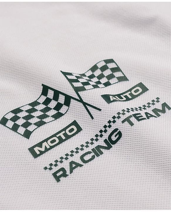 Pine Active Drop Shoulder Half Sleeves T-Shirt & Shorts Set with Racing Print - White