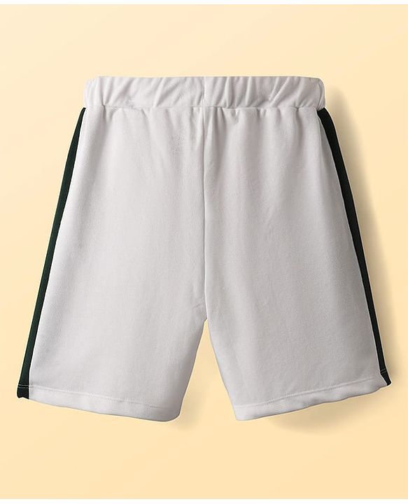 Pine Active Drop Shoulder Half Sleeves T-Shirt & Shorts Set with Racing Print - White