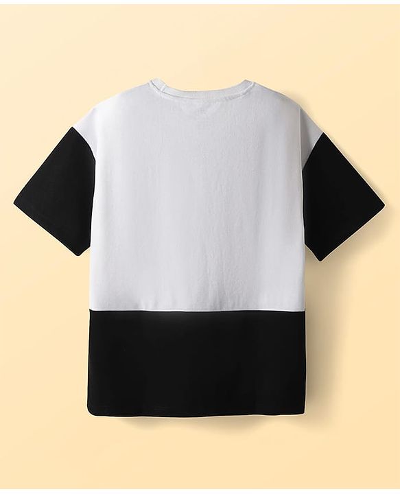 Pine Active Drop Shoulder Half Sleeves T-Shirt & Shorts Set with Los Angeles Print - Black & Offwhite