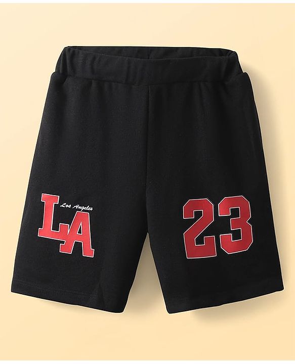 Pine Active Drop Shoulder Half Sleeves T-Shirt & Shorts Set with Los Angeles Print - Black & Offwhite