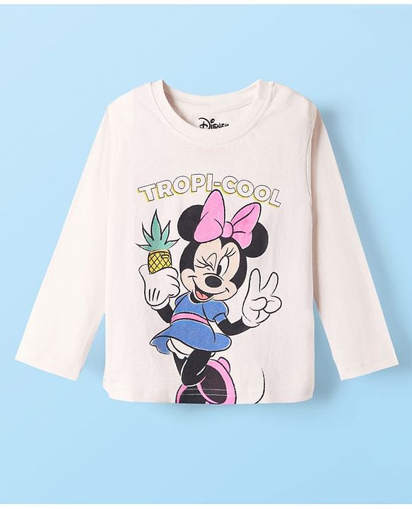 Babyhug Disney Single Jersey Knit Full Sleeve T-Shirt with Minnie Mouse Graphic Pack of 3 - Limegreen & White