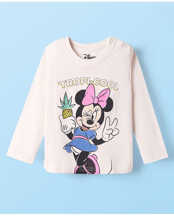 Babyhug Disney Single Jersey Knit Full Sleeve T-Shirt with Minnie Mouse Graphic Pack of 3 - Limegreen & White
