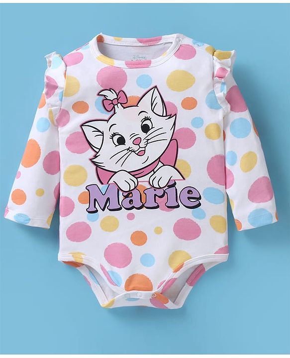 Babyhug Disney Interlock Knit Full Sleeves Onesies With Aristocats Marie Graphics Pack Of 3 - Pink White & Purple