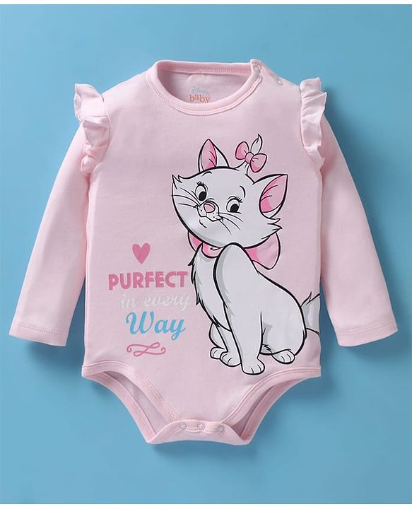 Babyhug Disney Interlock Knit Full Sleeves Onesies With Aristocats Marie Graphics Pack Of 3 - Pink White & Purple