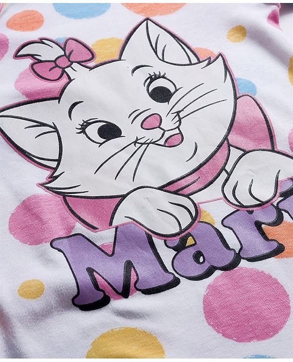 Babyhug Disney Interlock Knit Full Sleeves Footed Sleepsuits with Aristocats Marie Graphics Pack of 2 - Lilac & White