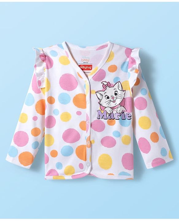 Babyhug Disney Interlock Knit Full Sleeves Jhablas With Aristocats Marie Print Pack Of 3 - Pink Purple & White