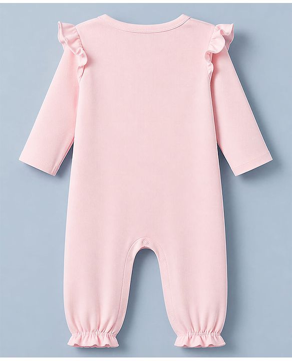 Babyhug Disney Interlock Knit Full Sleeves Romper With Aristocats Marie Graphic - Pink