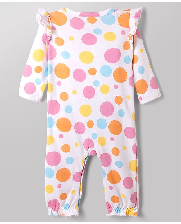 Babyhug Disney Interlock Knit Full Sleeves Printed Rompers With Marie Graphic - White