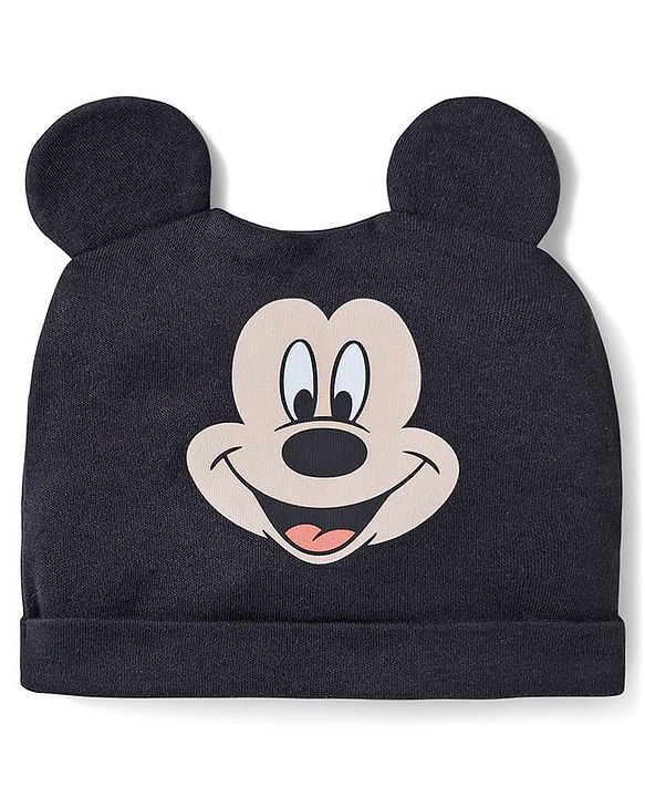 Babyhug Disney Interlock Knit Full Sleeves Mickey Mouse & Family Printed Onesies With Cap & Booties Set  - Red & White