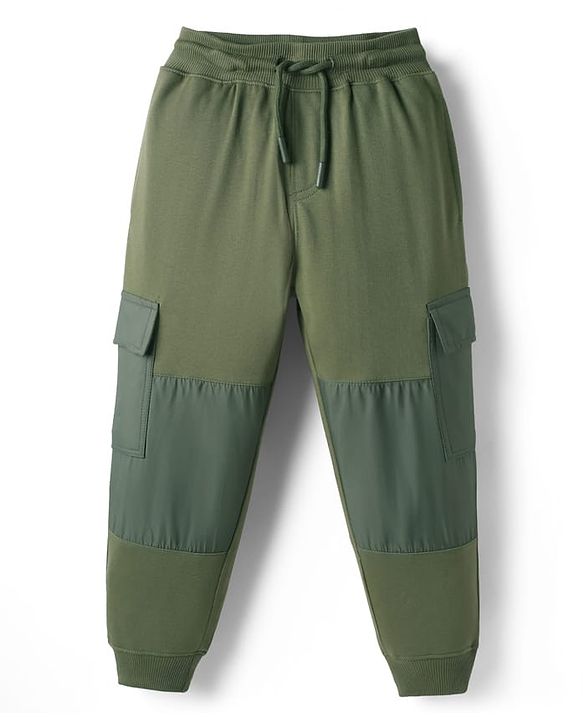 Pine Kids Knit Full Length Solid Color Lounge Pants  - Olive Green