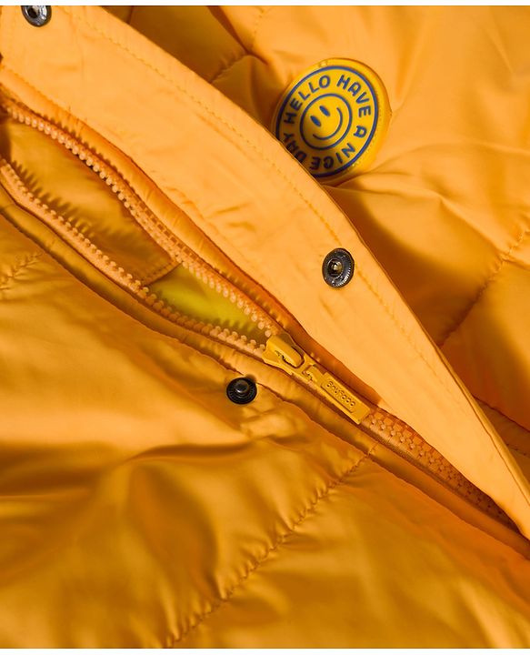 Babyhug Woven Full Sleeves Solid Color Hooded Padded Jacket - Yellow