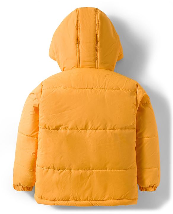 Babyhug Woven Full Sleeves Solid Color Hooded Padded Jacket - Yellow
