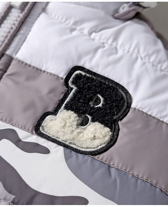 Babyhug Woven Full Sleeves Hooded Padded Jacket With Camouflage Print - White & Grey