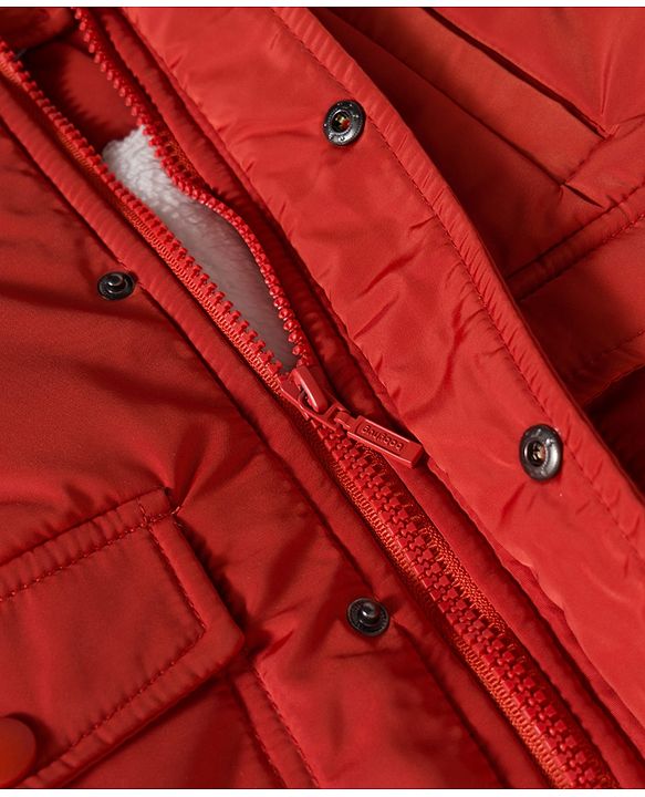 Babyhug Woven Full Sleeves Solid Color Puffer Jacket with Detachable Hood - Rust Orange