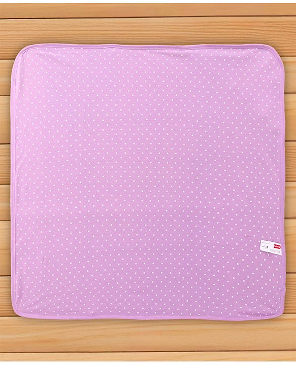 Babyhug Cotton Terry Knit Hooded Towel with Dotted Design & Deer Print L 76 x B 76 cm - Purple