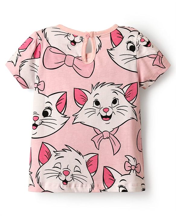Babyhug Disney Single Jersey Knit  Half Sleeves T-Shirts With Aristocat Marie Graphics Pack Of 3 - Light Green & Pink