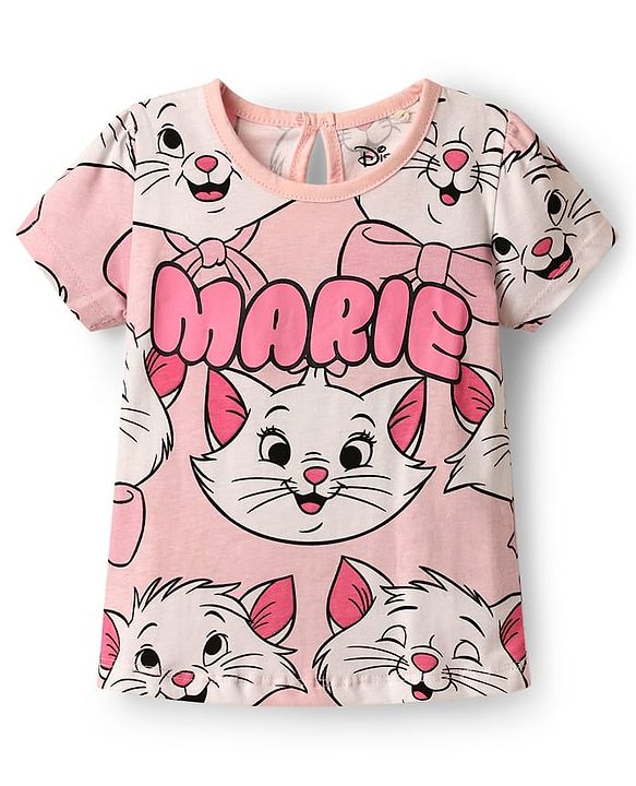 Babyhug Disney Single Jersey Knit  Half Sleeves T-Shirts With Aristocat Marie Graphics Pack Of 3 - Light Green & Pink